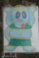 Modrý pejsek - břišní tanečnice - ručně tvořená malovaná záclonka Veronika "Tanísek" Kocková