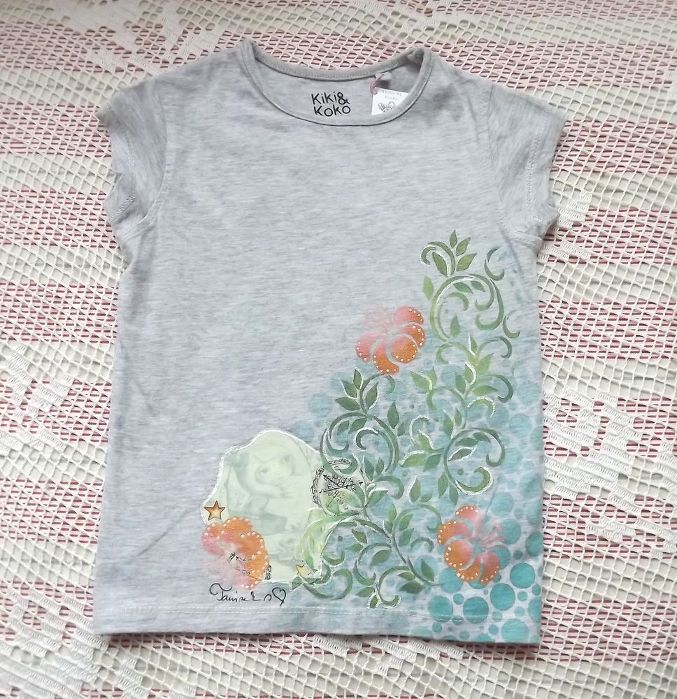 Santoro ručně dekorované tričko kombinovanými technikami - tisk, lepení, ruční malba velikost 98