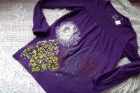 Fialová - ručně dekorované tričko s dlouhým rukávem a santoro dívkou velikost 158/164