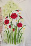 Louka - ručně malované tričko ve velikosti S, s vlčími máky,trávou, bršlicí kozí nohou,kopretinami, dlouhý rukáv