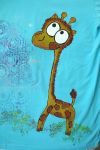 Ručně malované tričko s krátkým rukávem, tyrkysové, žirafka, velikost s