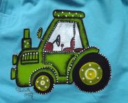 Tyrkysové trenýrky s ručně malovaným traktorem velikost XL