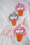 Více růžové Veselé zmrzlinky - bílé bavlněné tričko s krátkým rukávem a vrstveným efektem - velikost 128