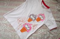Veselé zmrzlinky - bílé bavlněné tričko s krátkým rukávem a vrstveným efektem - velikost 128