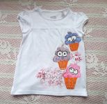 Bílé tričko - Barevné sladké zmrzlinky - veselé originální ručně malované bavlněné tričko s krátkým rukávem velikost 110, šířka 2x33cm,délka 44cm