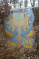Ručně tvořená malovaná záclonka Modrý veselý králík beránek Veronika "Tanísek" Kocková