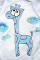 Ručně malované bílé body s krátkým rukávem - fialovo modrá žirafa žirafka Veronika "Tanísek" Kocková