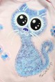 Ručně malované růžové body s dlouhým rukávem - modrofialová veselá okatá kočka kočička velikost 62 Veronika "Tanísek" Kocková