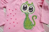 Růžové melírované tričko se střapatou roztomilou kočičkou Veronika "Tanísek" Kocková
