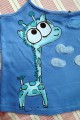 Modrá žirafa na modrém 100% bavlněném tílku se špagetovými ramínky - ručně malované - velikost M Veronika "Tanísek" Kocková