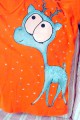 Modrý jelen - 100% bavlněné oranžové tričko ručně malované s krátkým rukávem - velikost XXl dámské Veronika "Tanísek" Kocková
