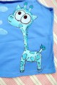 Modrá žirafa na modrém 100% bavlněném tílku se špagetovými ramínky - ručně malované - velikost L Veronika "Tanísek" Kocková