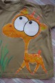Oranžový jelen - 100% bavlněné hnědé tričko ručně malované s krátkým rukávem - velikost 104 Veronika "Tanísek" Kocková