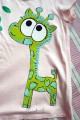 Zelená veselá okatá žirafa - ručně malované světle růžové tričko - velikost 122 Veronika "Tanísek" Kocková