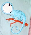 Roztomilý chameleon - 100% bavlněné tyrkysové tričko ručně malované s krátkým rukávem - velikost S Veronika "Tanísek" Kocková