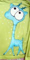 Modrý jelen - 100% bavlněné zelené tričko ručně malované s dlouhým rukávem - velikost 140 Veronika "Tanísek" Kocková