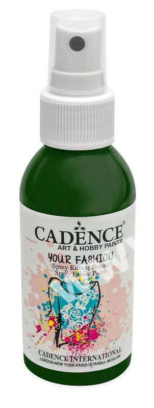 Tmavě zelená - Cadence - barevný sprej na textil - Your fashion - 100ml - vhodné pro práci se šablonami (šablonou), šablonování