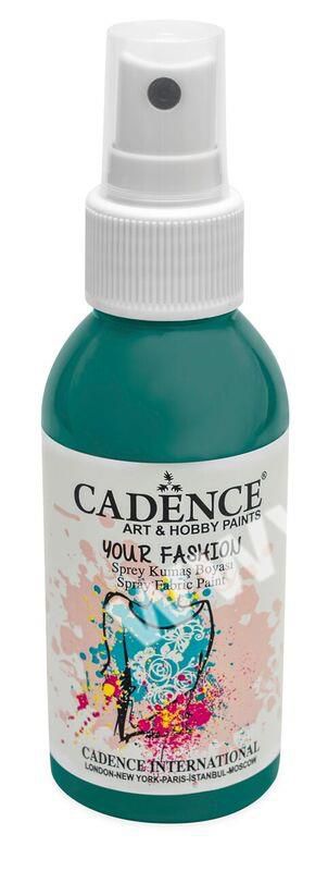 Smaragdově zelená - Cadence - barevný sprej na textil - Your fashion - 100ml - vhodné pro práci se šablonami (šablonou), šablonování