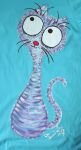 Fialovomodrá kočička kr xS -Světlemodré tričko s krátkými rukávy 100% bavlna - ručně malované - kočka, kocour, koťátko cute, Veronika "Tanísek" Kocková