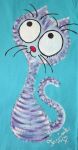 Fialková kočička modré kr 134 Světle modré tričko s krátkými rukávy 100% bavlna - ručně malované - fialovomodrá kočička, kocour, kotě,cute, Veronika "Tanísek" Kocková