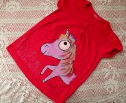 Opalizující jednorožec 116 - červené dívčí tričko Veronika "Tanísek" Kocková