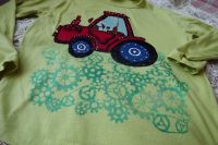 Červený traktor dr. 128 zelené triko s dlouhým rukávem Veronika "Tanísek" Kocková