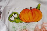 Koukám vlevo ručně malované tričko s červíkem a jablíčkem tričko velikost 92