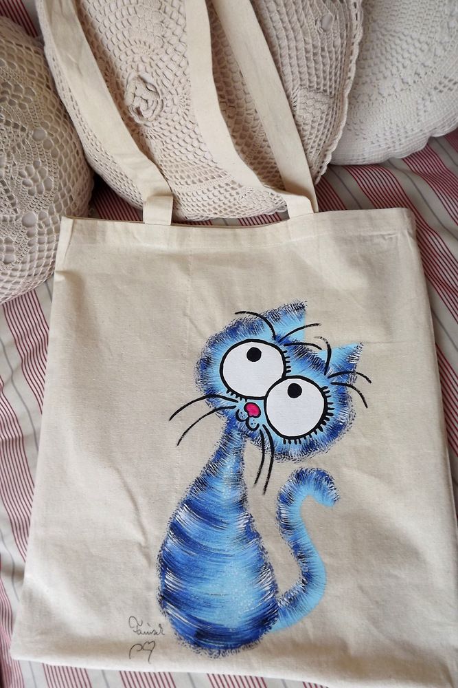 Kočičky - tašky malované, látkové - Natur taška s kočkou Veronika "Tanísek" Kocková